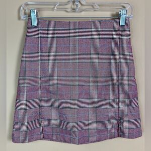 Brandy Melville John Galt Women’s Size XS Red Plaid Print Mini A-Line Skirt NWOT